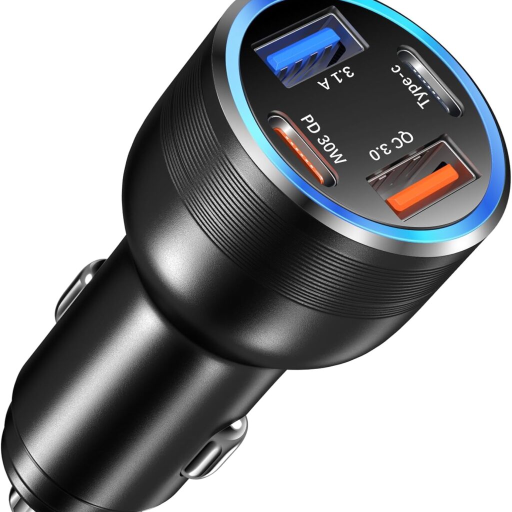 65W USB-C Car Charger with 4 Ports