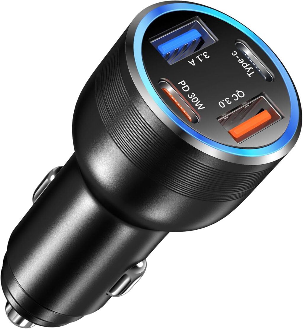 65W USB-C Car Charger with 4 Ports